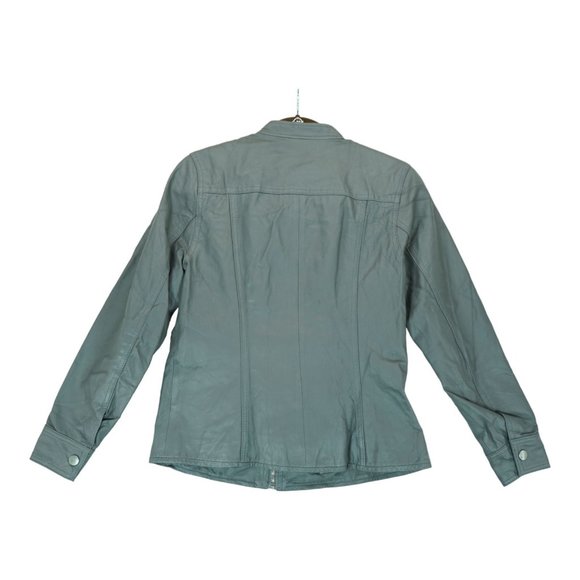 Womens Terry Lewis CLASSIC Luxuries Genuine Leather Gray Size XS Jacket Full Zip - Picture 3 of 5
